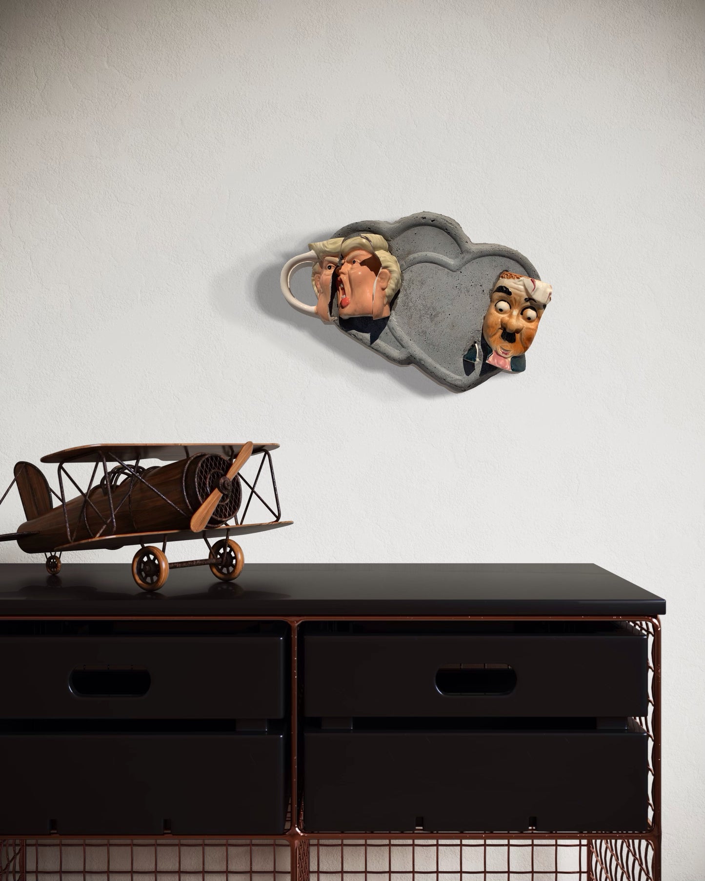 “Psychotic Sweethearts!” Trump & German Madman on Two Hearts Wall Sculpture