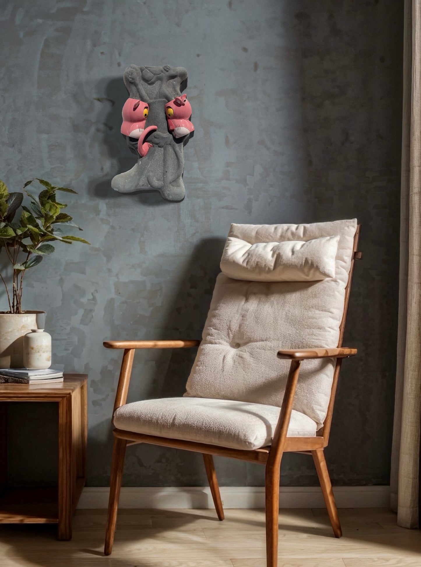 "Animated Arousal": Pink Panther on Pink Panther Wall Sculpture