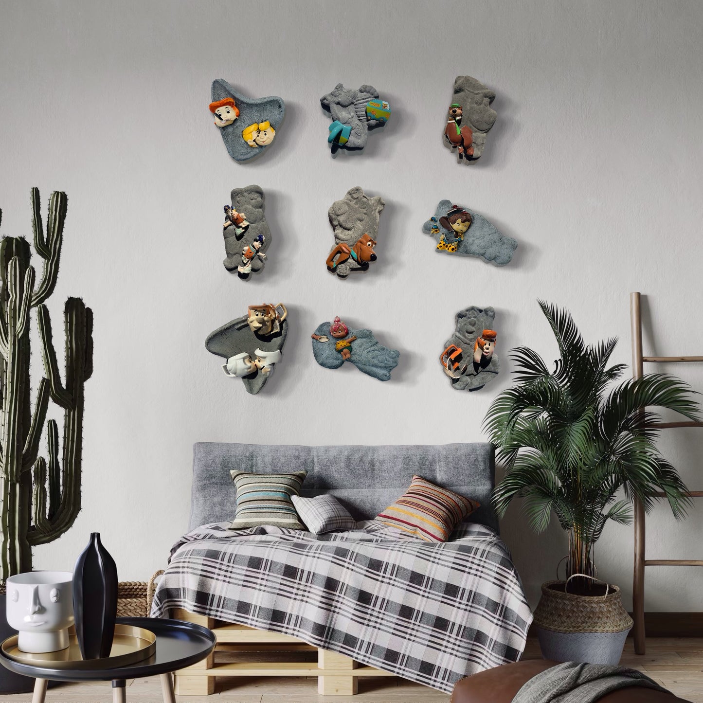 “Adopted Rubble”: Bamm-Bamm on Fred Flintstone Wall Sculpture