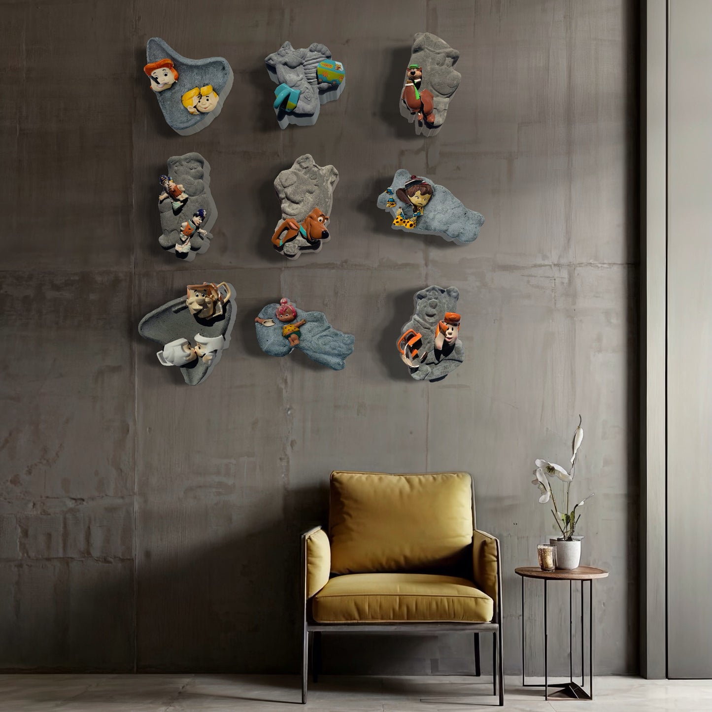 “Adopted Rubble”: Bamm-Bamm on Fred Flintstone Wall Sculpture