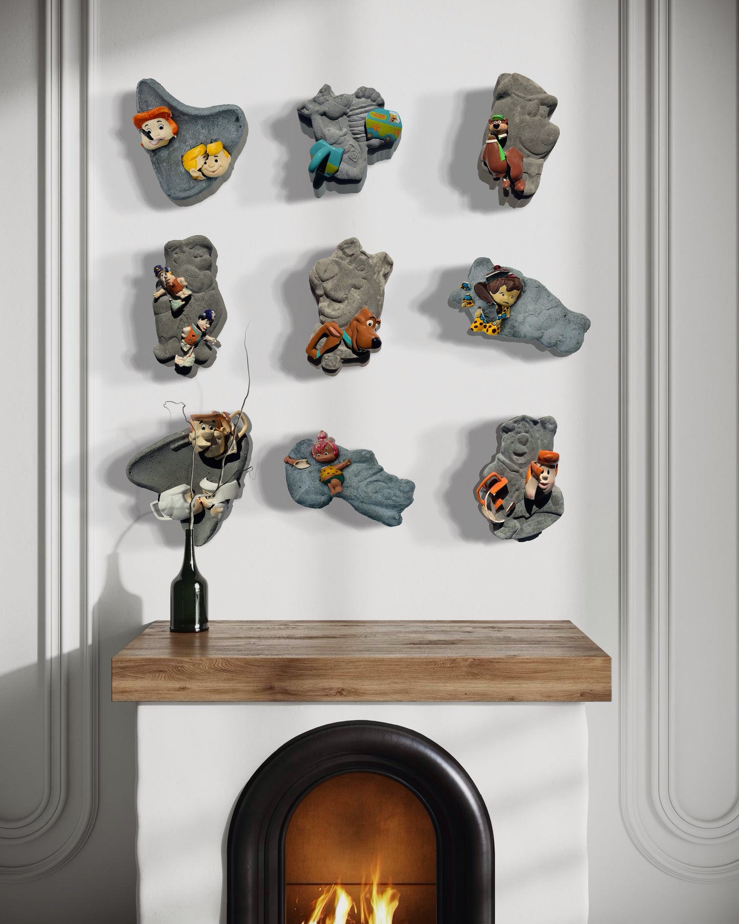 “Adopted Rubble”: Bamm-Bamm on Fred Flintstone Wall Sculpture