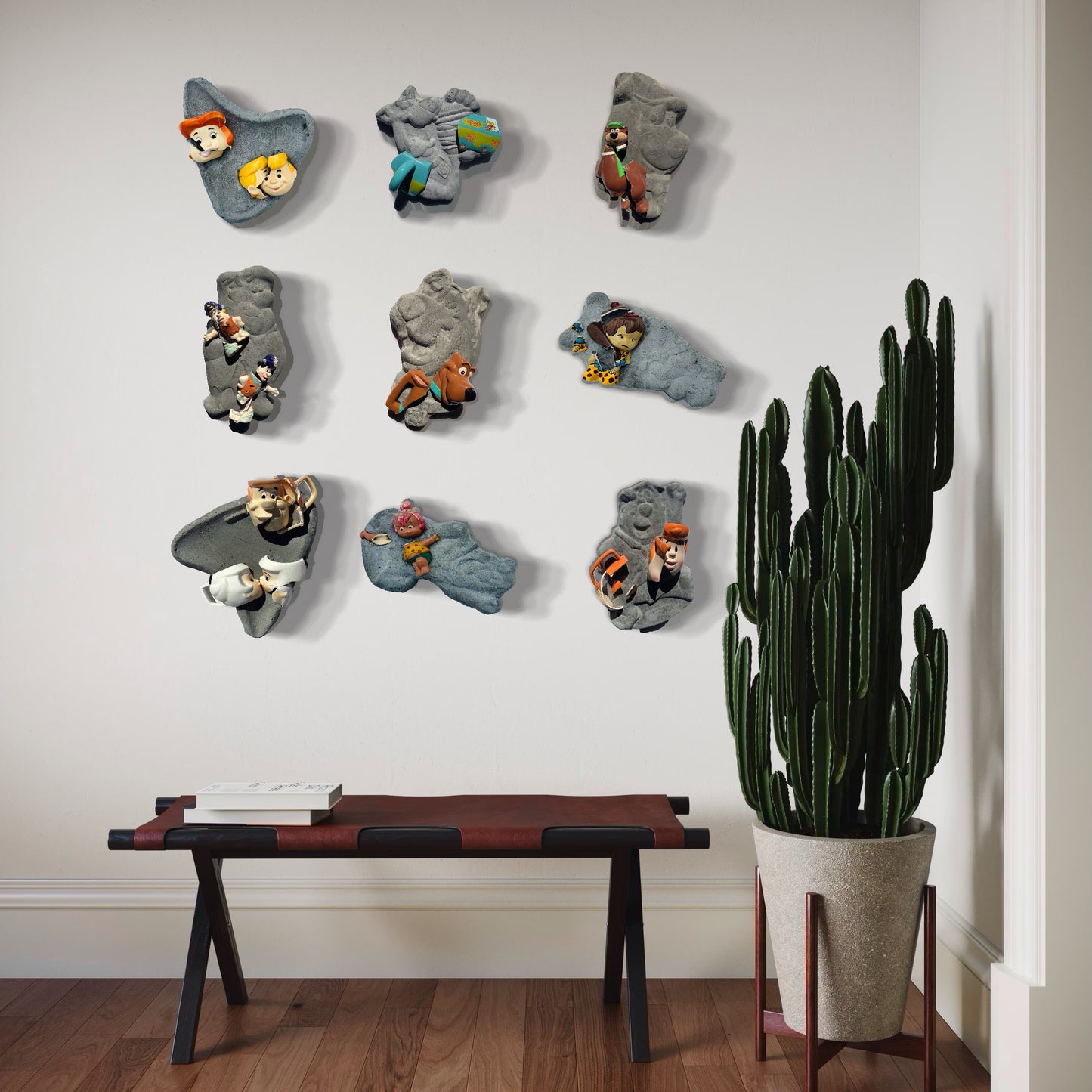 “Adopted Rubble”: Bamm-Bamm on Fred Flintstone Wall Sculpture