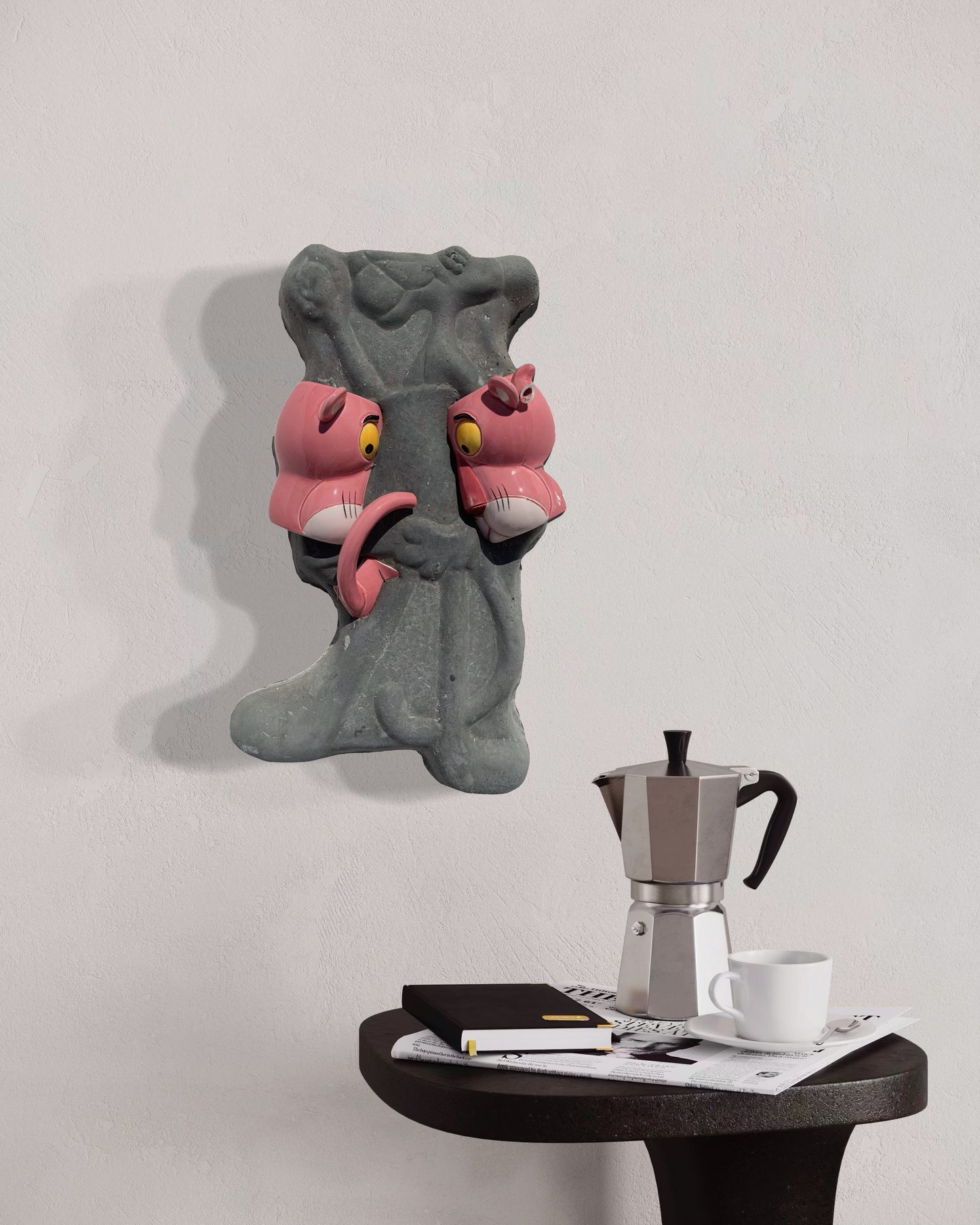 "Animated Arousal": Pink Panther on Pink Panther Wall Sculpture