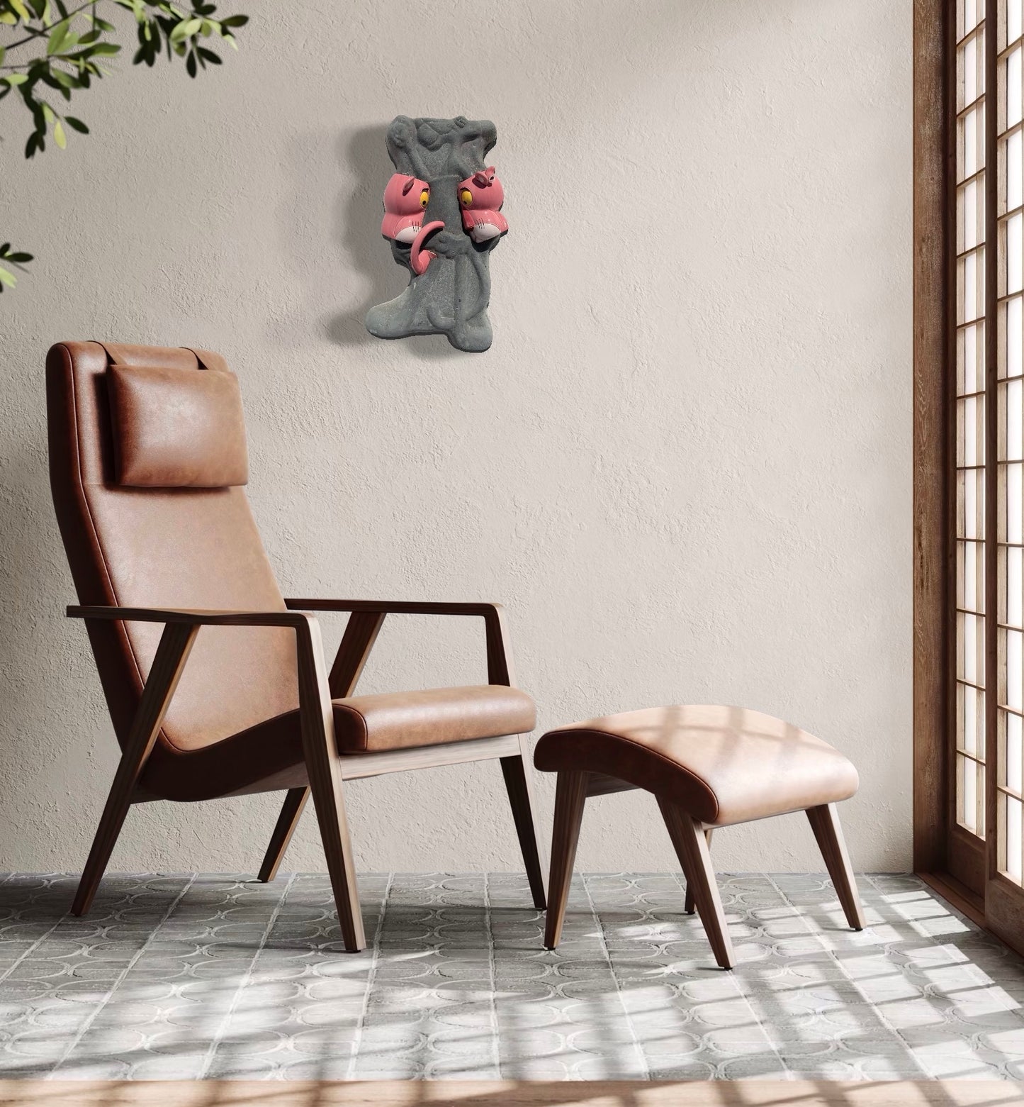 "Animated Arousal": Pink Panther on Pink Panther Wall Sculpture
