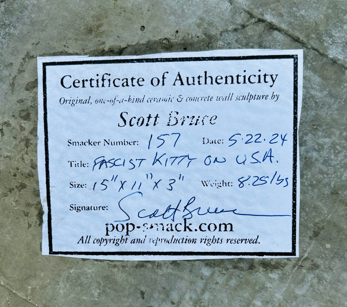 “Kitty Corrupted”: Mustachioed Hello Kitty White on USA Wall Sculpture