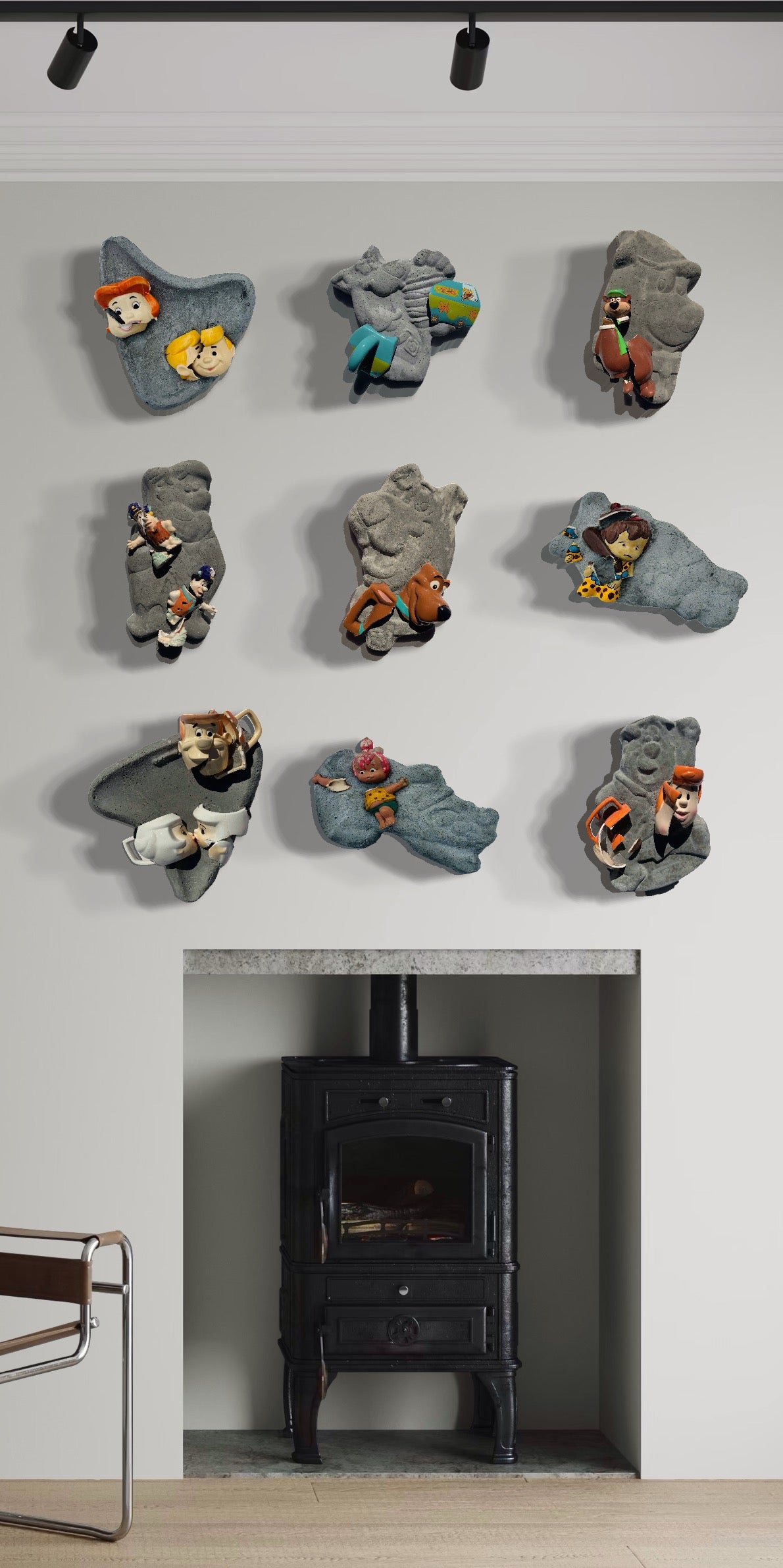 “Adopted Rubble”: Bamm-Bamm on Fred Flintstone Wall Sculpture