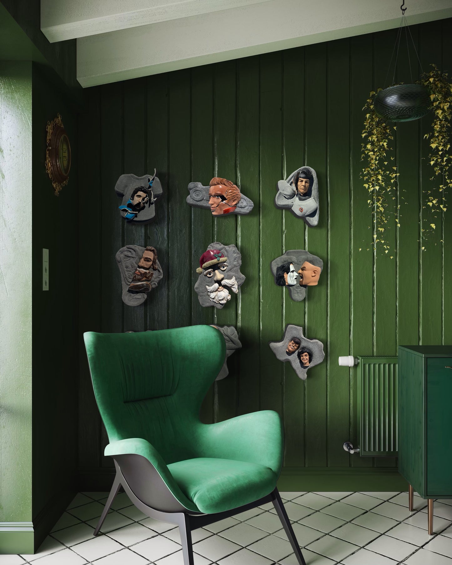 "Nodal Point Nostalgia": Santa Face on Reindeer Wall Sculpture