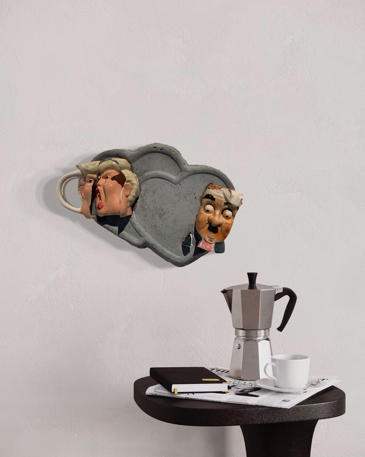 “Psychotic Sweethearts!” Trump & German Madman on Two Hearts Wall Sculpture