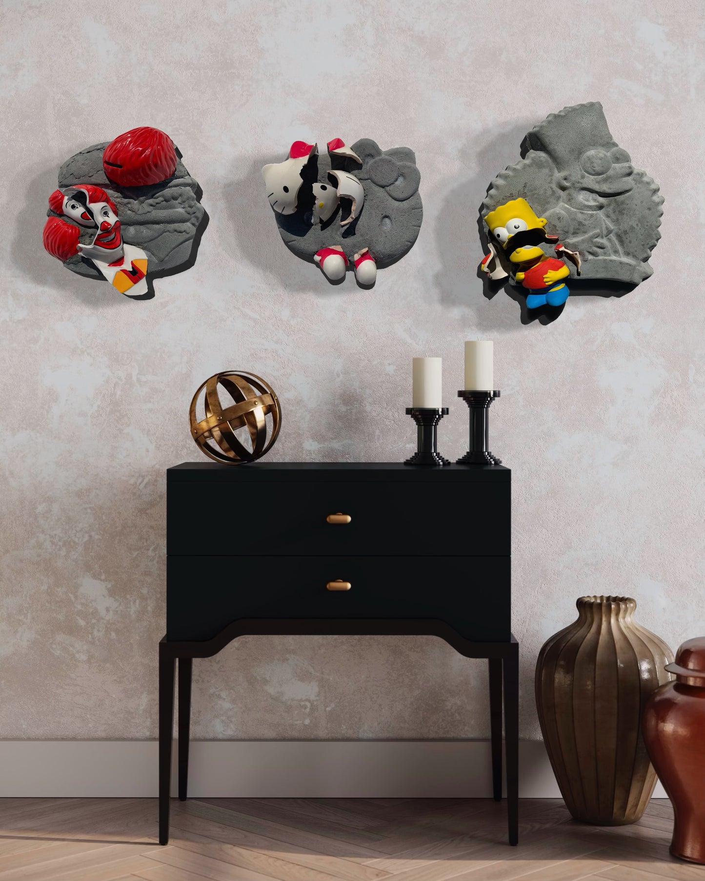 "Litter Box": Kitty White on Hello Kitty Wall Sculpture