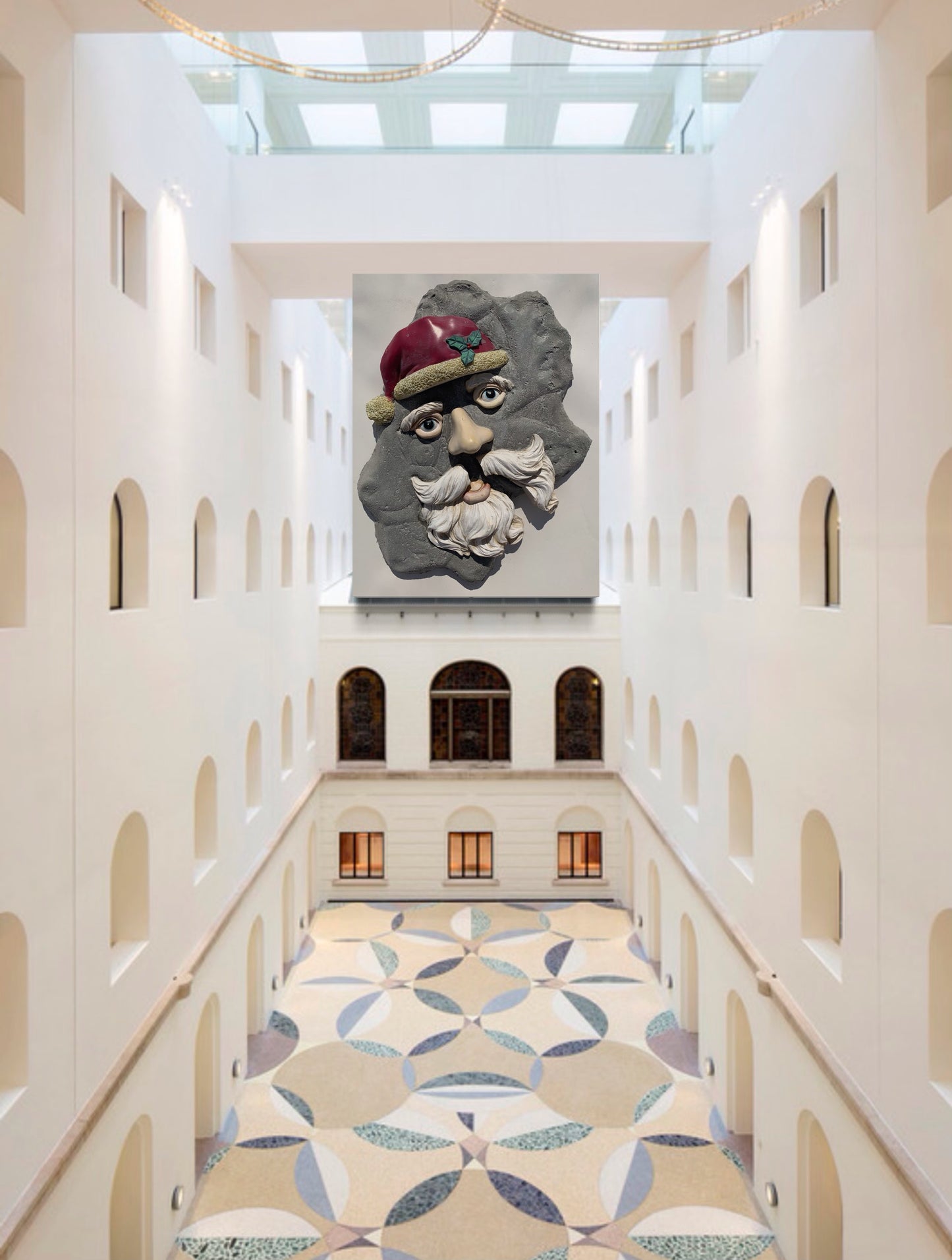 "Nodal Point Nostalgia": Santa Face on Reindeer Wall Sculpture