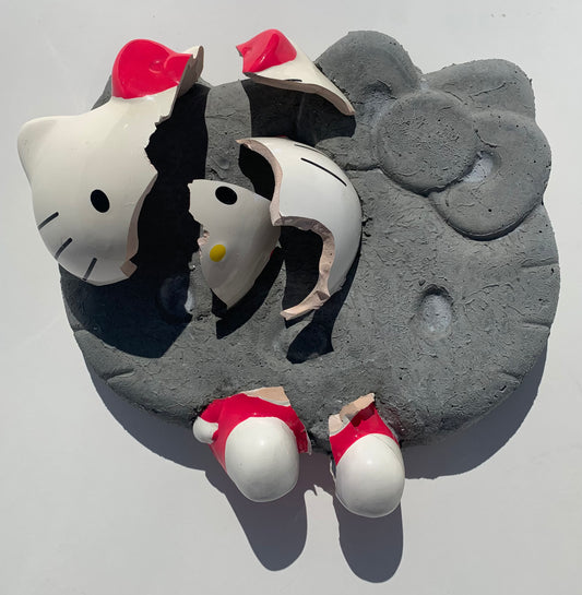 "Litter Box": Kitty White on Hello Kitty Wall Sculpture