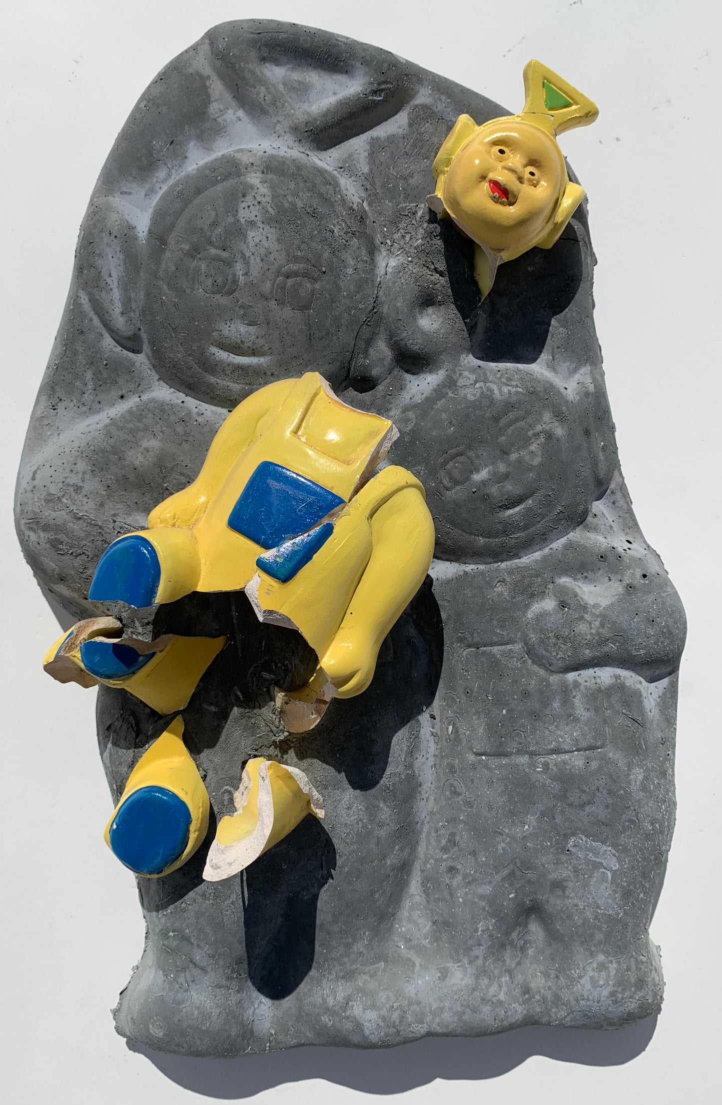 "Perils Of Pioneering": Yellow Tinky Winky on Teletubbies WallSculpture