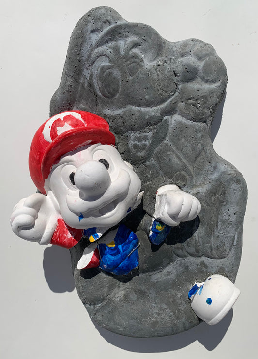 "Luigi's Brother": Mario on Mario Wall Sculpture