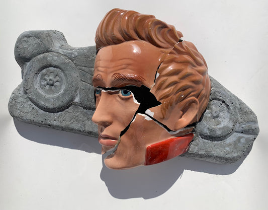 "Death By Distraction": James Dean on Race Car Wall Sculpture