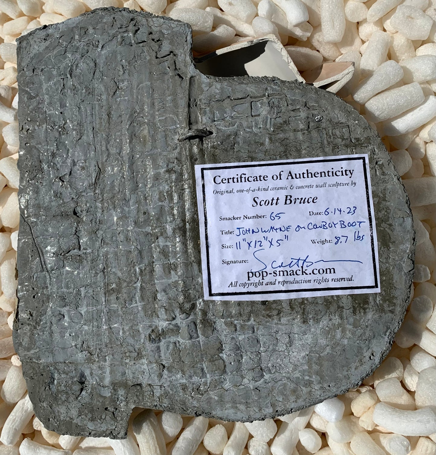 "True Grit": John Wayne on Cowboy Boot Wall Sculpture