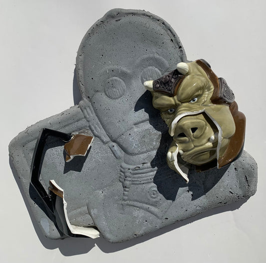 "Jabba's Muscle": Gamorrean Guard on C3PO Wall Sculpture