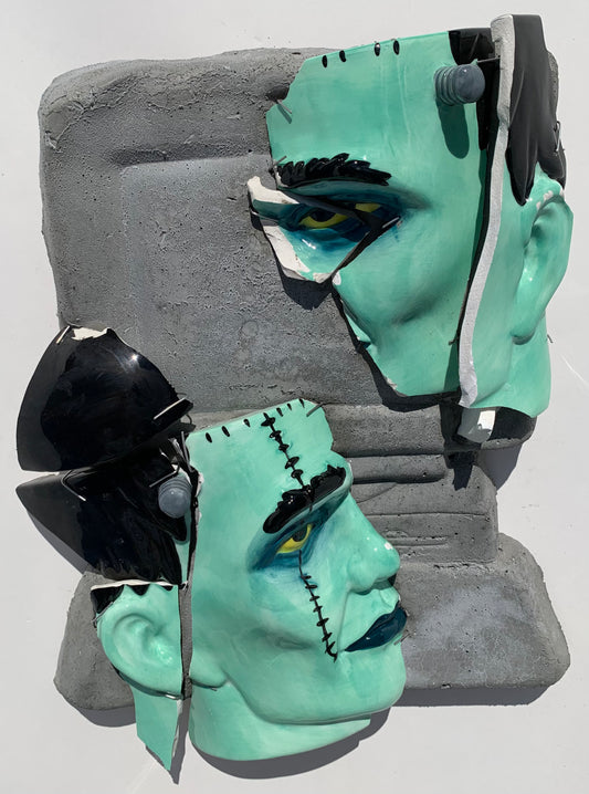 "AI: Imminent Doom": Frankenstein's Monster on Computer Ceramic & Concrete Favorite Smacker