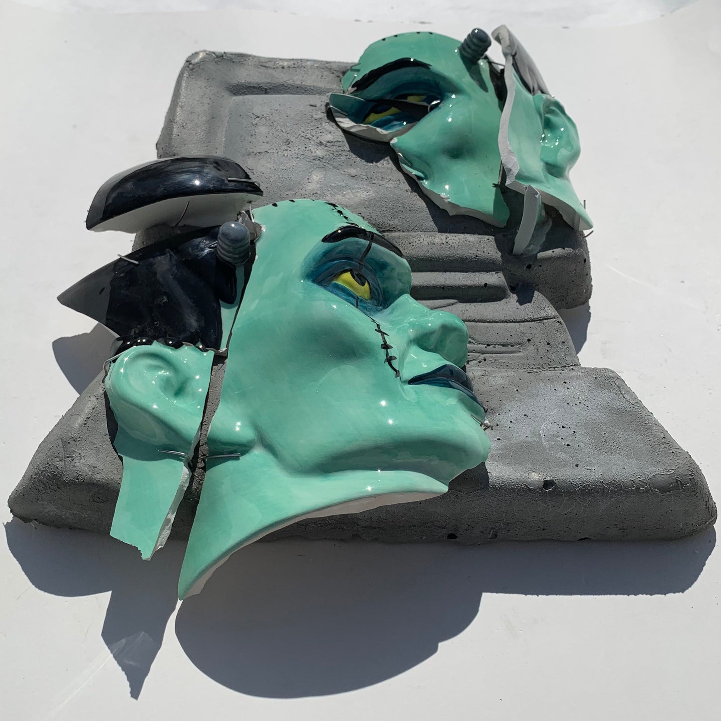 "AI: Imminent Doom": Frankenstein's Monster on Computer Ceramic & Concrete Favorite Smacker