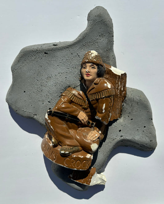 "Not Fess Parker!": Davy Crockett on Inverted Texas Wall Sculpture