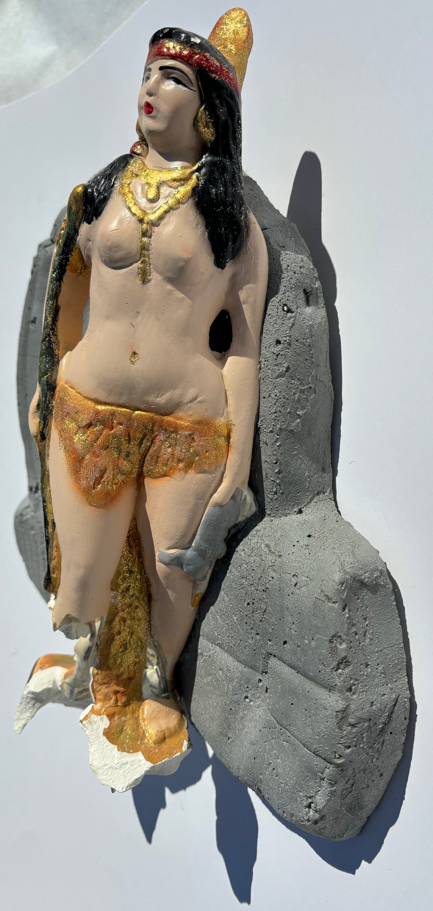"Injun Queen": Native American Woman on Cowboy Boot Wall Sculpture