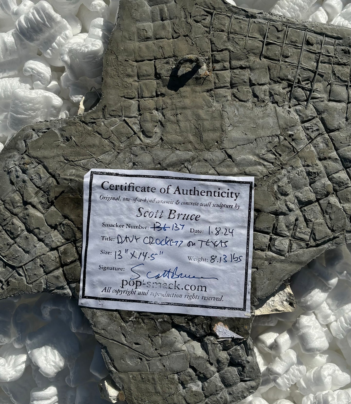 "Not Fess Parker!": Davy Crockett on Inverted Texas Wall Sculpture