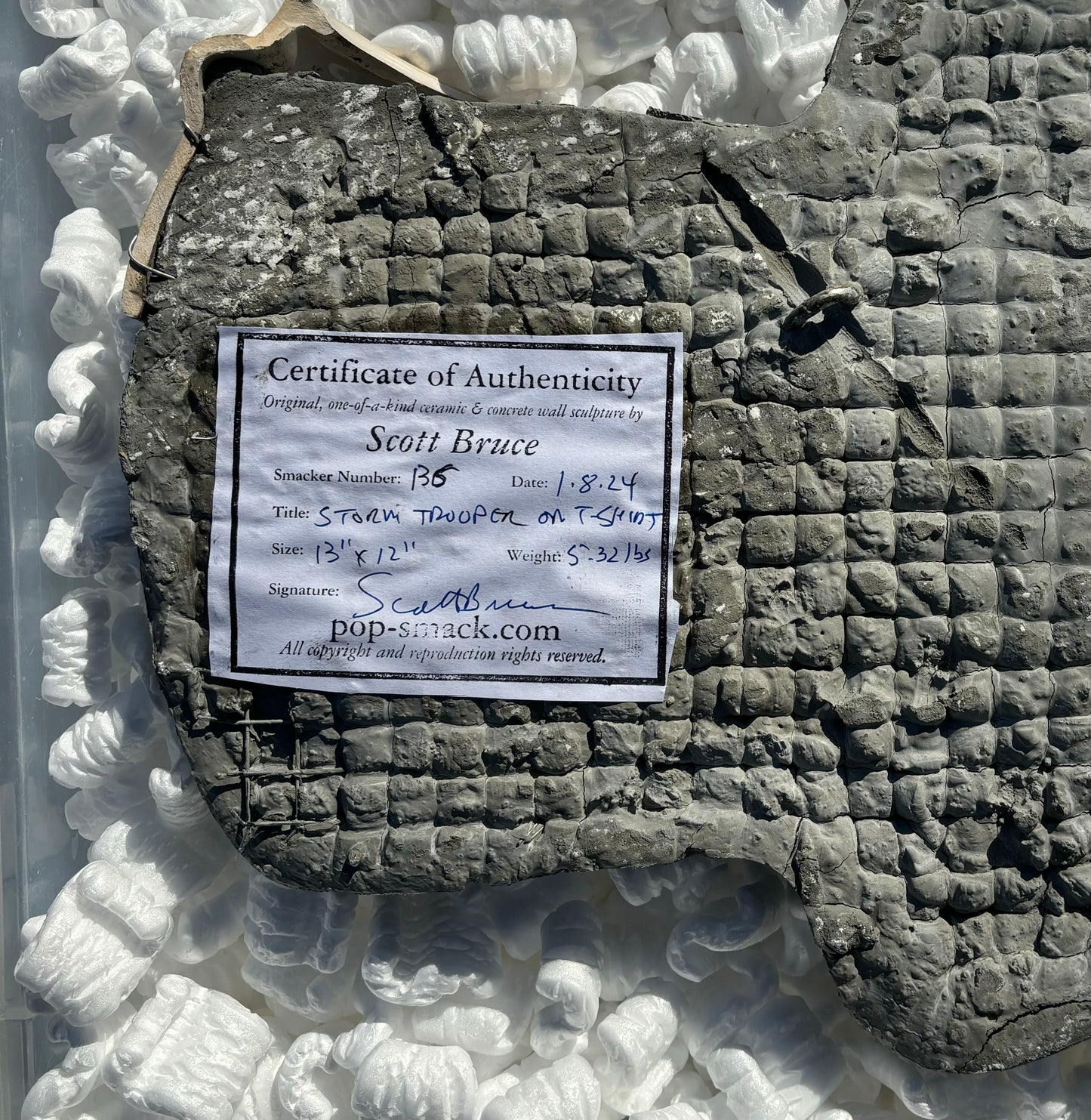 “Trooper Tee”: Storm Trooper on T-Shirt Wall Sculpture