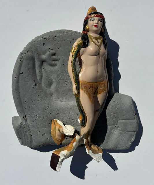 "Injun Queen": Native American Woman on Cowboy Boot Wall Sculpture