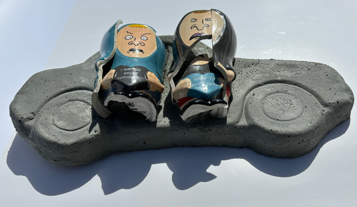 "MAGA Men": Bevis and Butt-Head on Car Wall Sculpture