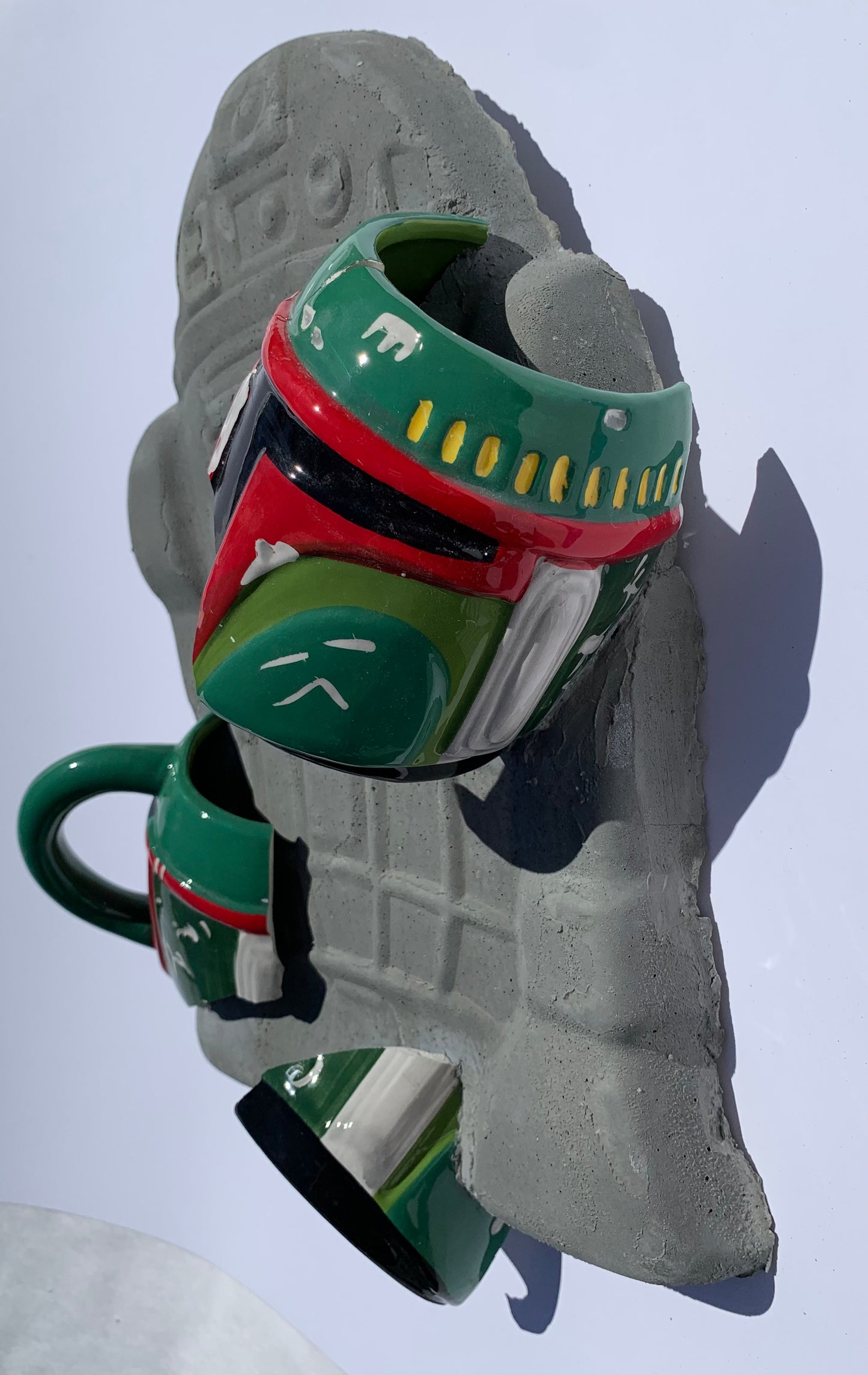 "Embattled Metal Men": Boba Fett on R2D2 Wall Sculpture