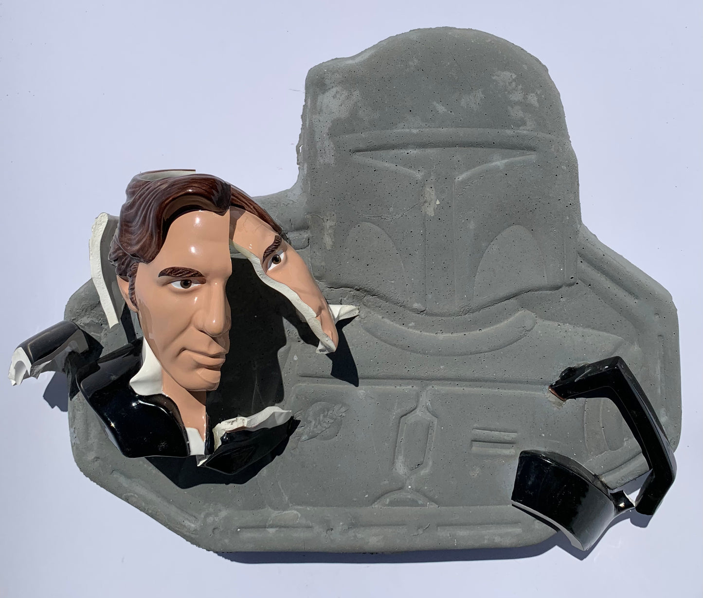 "Chilly Relationship": Han Solo on Boba Fett Wall Sculpture