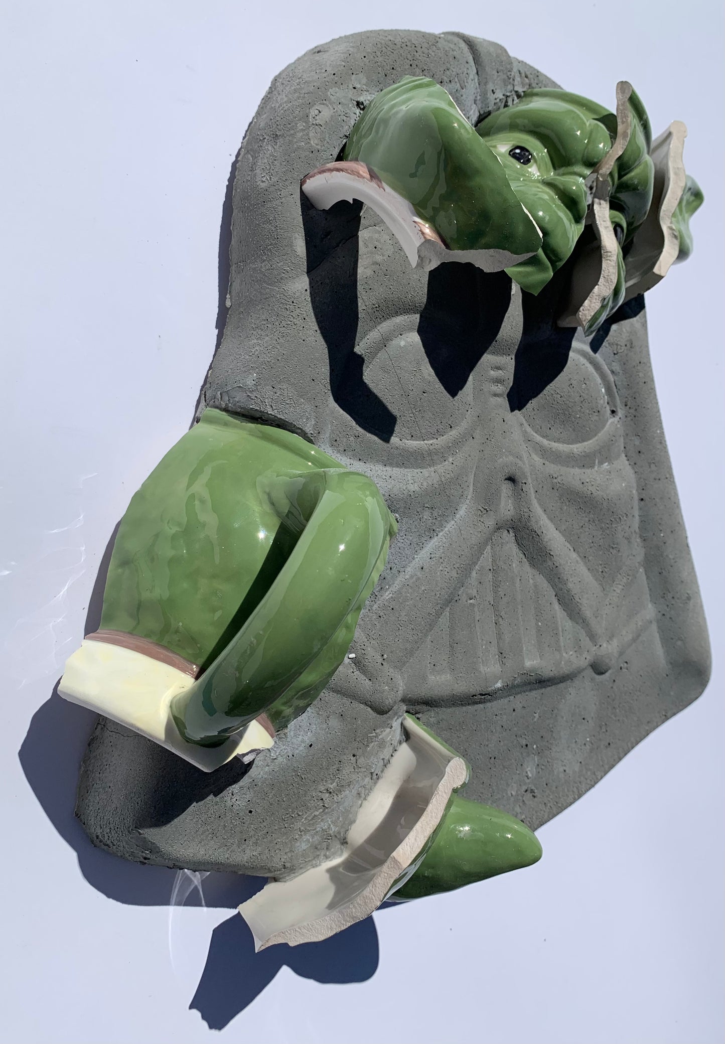 "Ivy On Evil": Yoda on Darth Vader Wall Sculpture