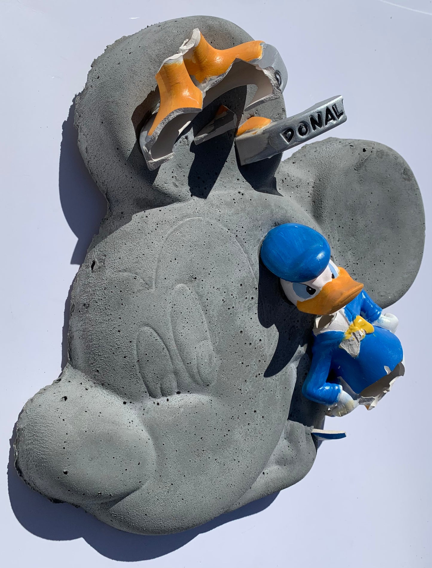 "Anger Management":  Donald Duck on Mickey Mouse Wall Sculpture