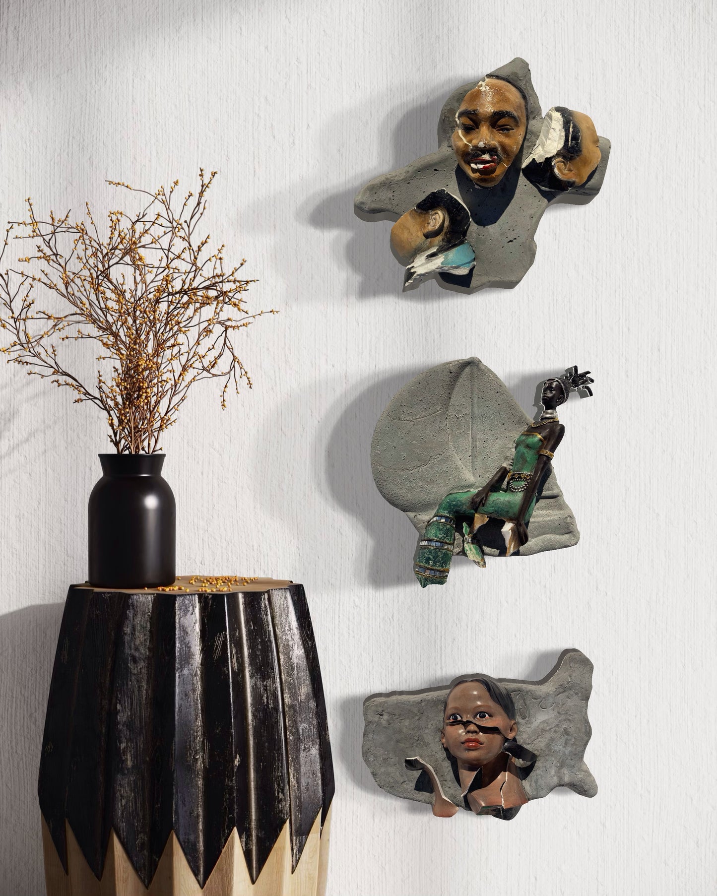 "Top Dollar": African Woman on Sailboat Wall Sculpture