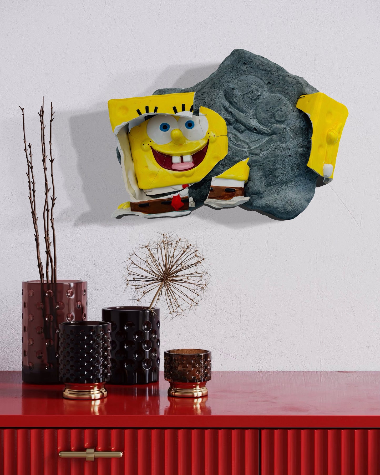 “Crazy!”: SpongeBob Squarepants on SpongeBob Wall Sculpture