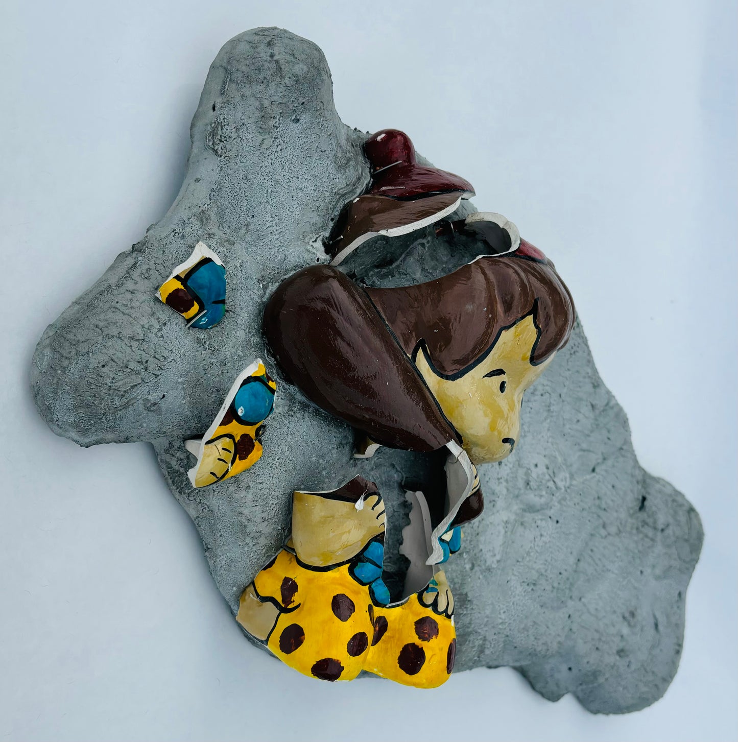 “Adopted Rubble”: Bamm-Bamm on Fred Flintstone Wall Sculpture