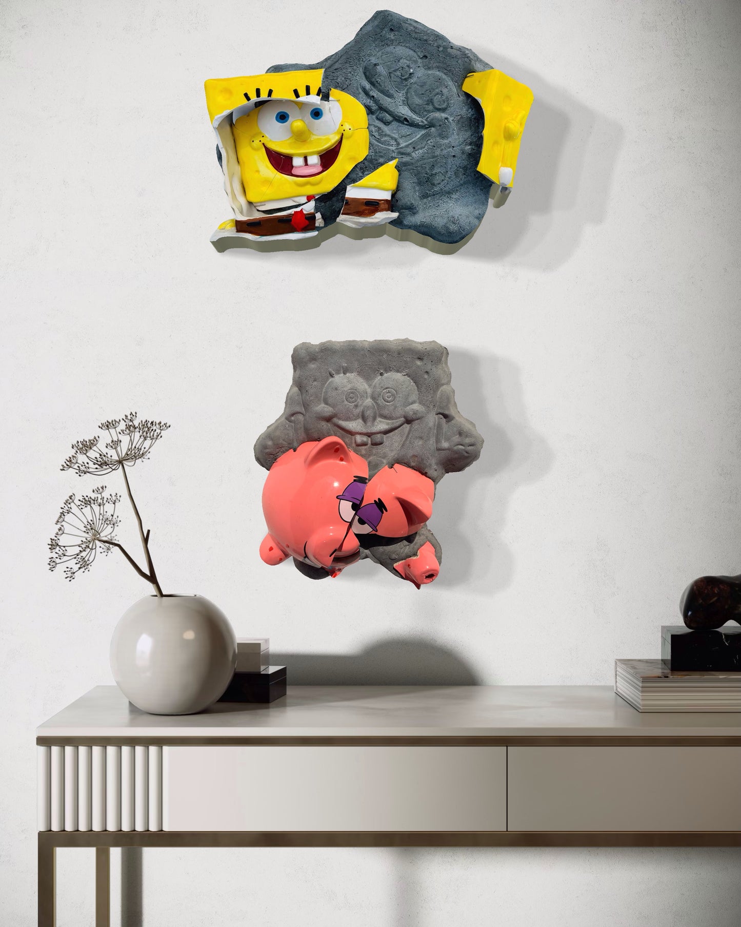 "Piggy Bank Patrick": Patrick Starfish on SpongeBob Wall Sculpture