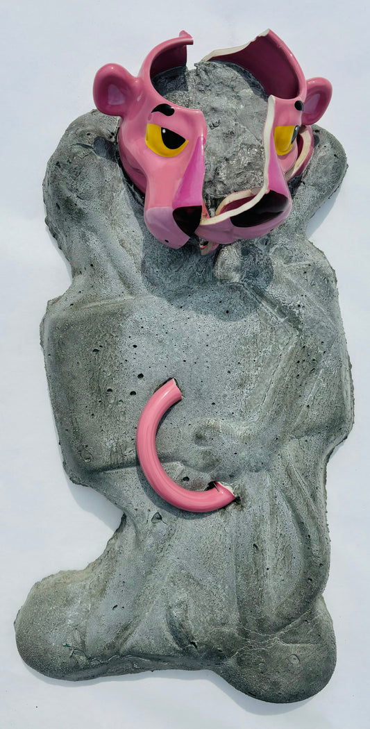 “Behind the Mask”: Pink Panther on Pink Panther Wall Sculpture