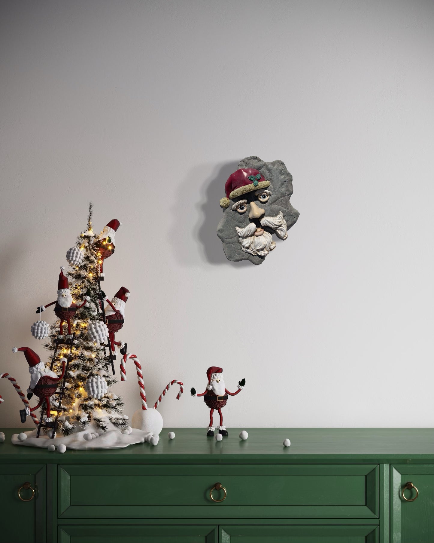 "Nodal Point Nostalgia":  Santa Face on Reindeer Wall Sculpture