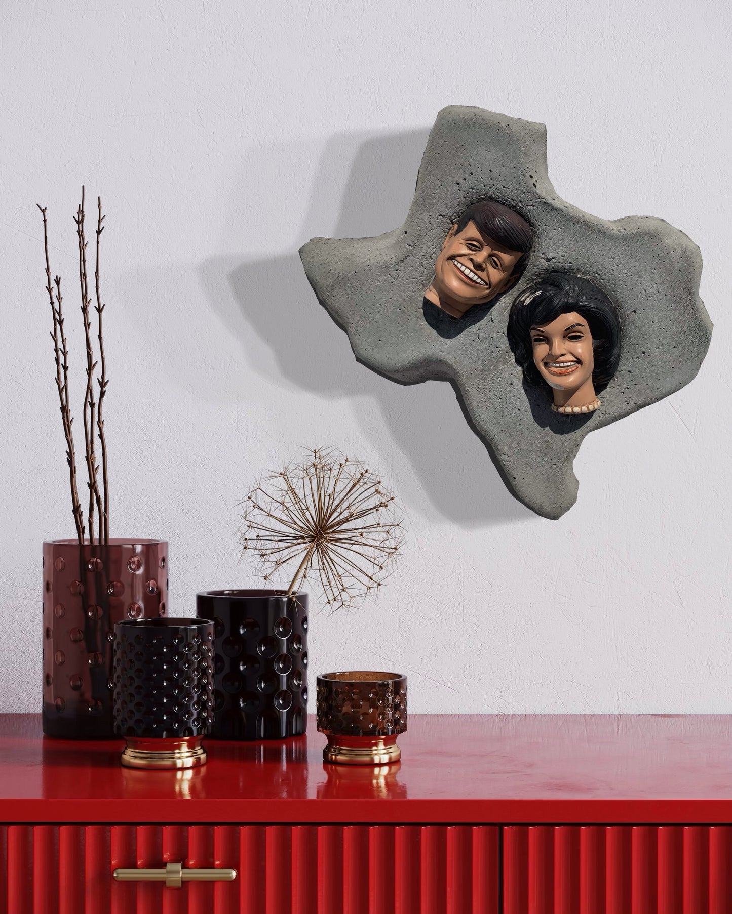 "Ghosts of Camelot": Jack & Jackie Kennedy on Texas Wall Sculpture