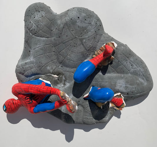 "Web Addiction": Spider-Man on Spider-Man Wall Sculpture