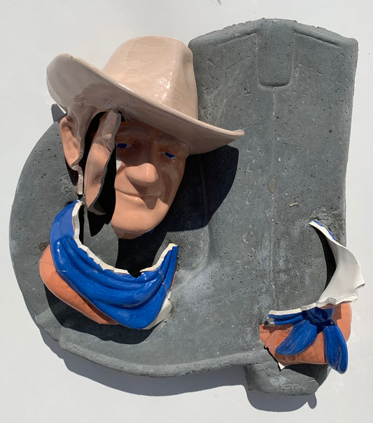 "True Grit": John Wayne on Cowboy Boot Wall Sculpture