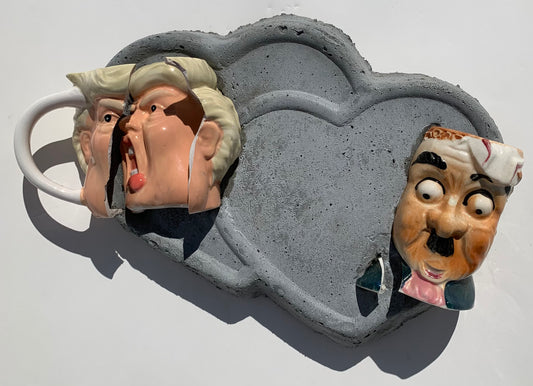 "Both Psychotic!": Trump & German Madman on Two Hearts Wall Sculpture