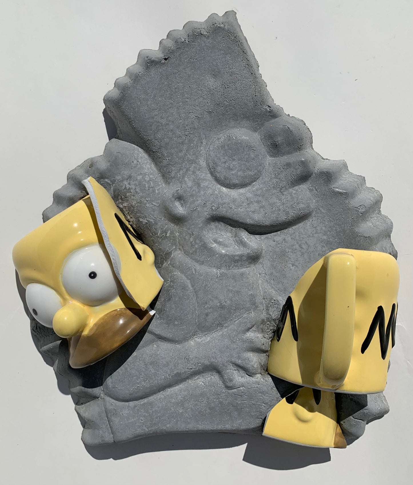 "Homer's Headache": Homer Simpson on Bart Simpson Wall Sculpture