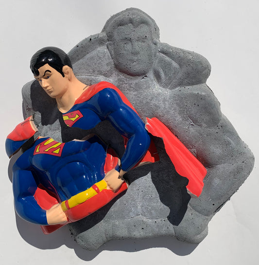 "Slippin' Strongman": Superman on Superman Wall Sculpture