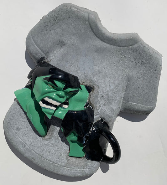 "Stomach Ache": Incredible Hulk on T-Shirt Wall Sculpture