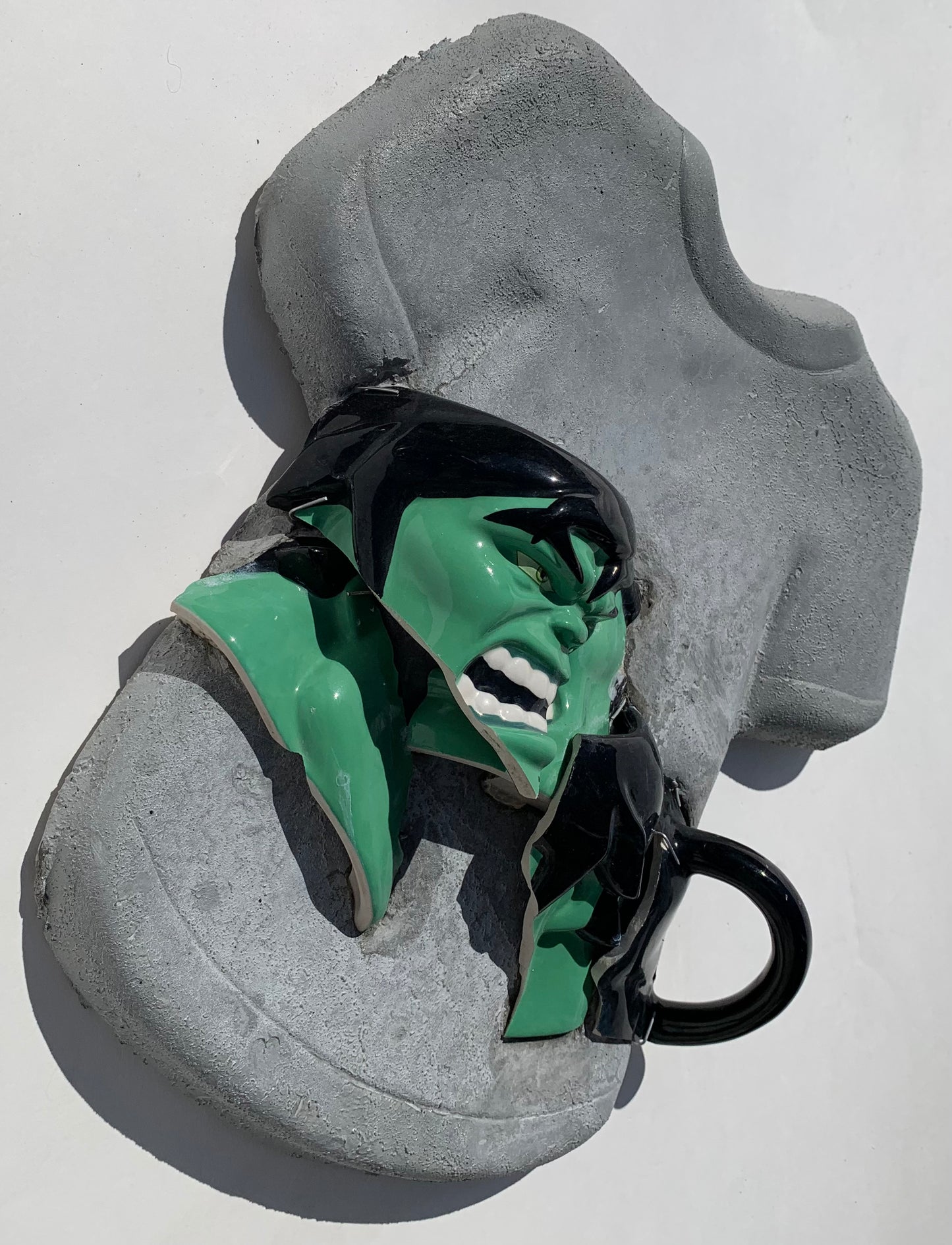 "Stomach Ache": Incredible Hulk on T-Shirt Wall Sculpture