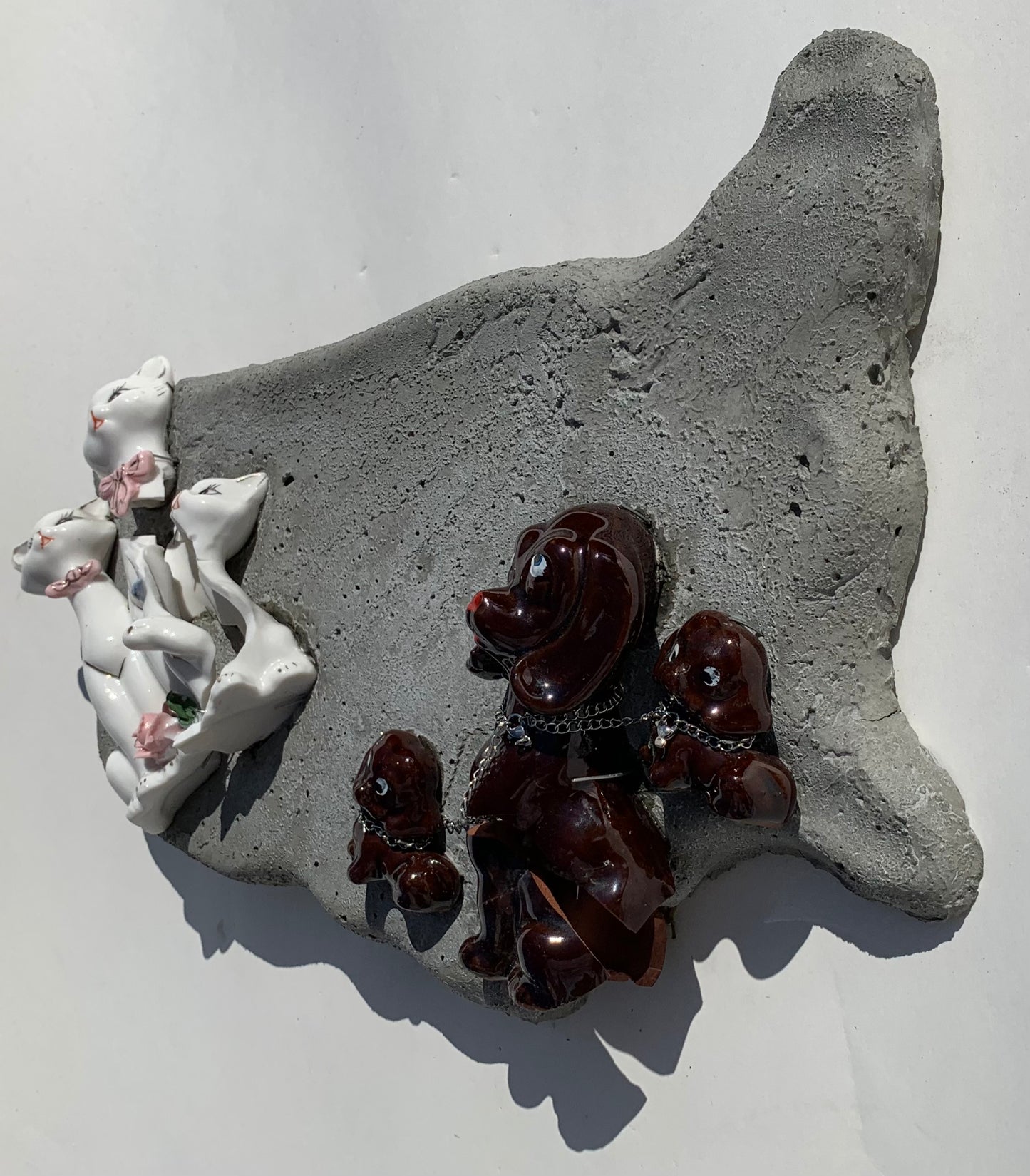 "USA From Space #2": Cats and Chained Dogs on USA Ceramic & Concrete Anthropomorphic Smacker