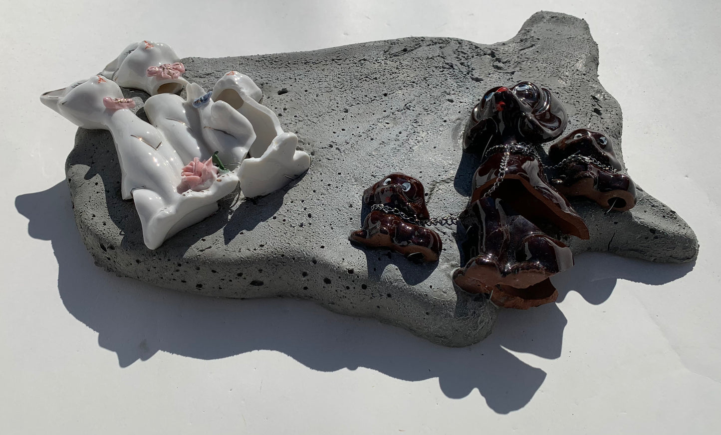 "USA From Space #2": Cats and Chained Dogs on USA Ceramic & Concrete Anthropomorphic Smacker