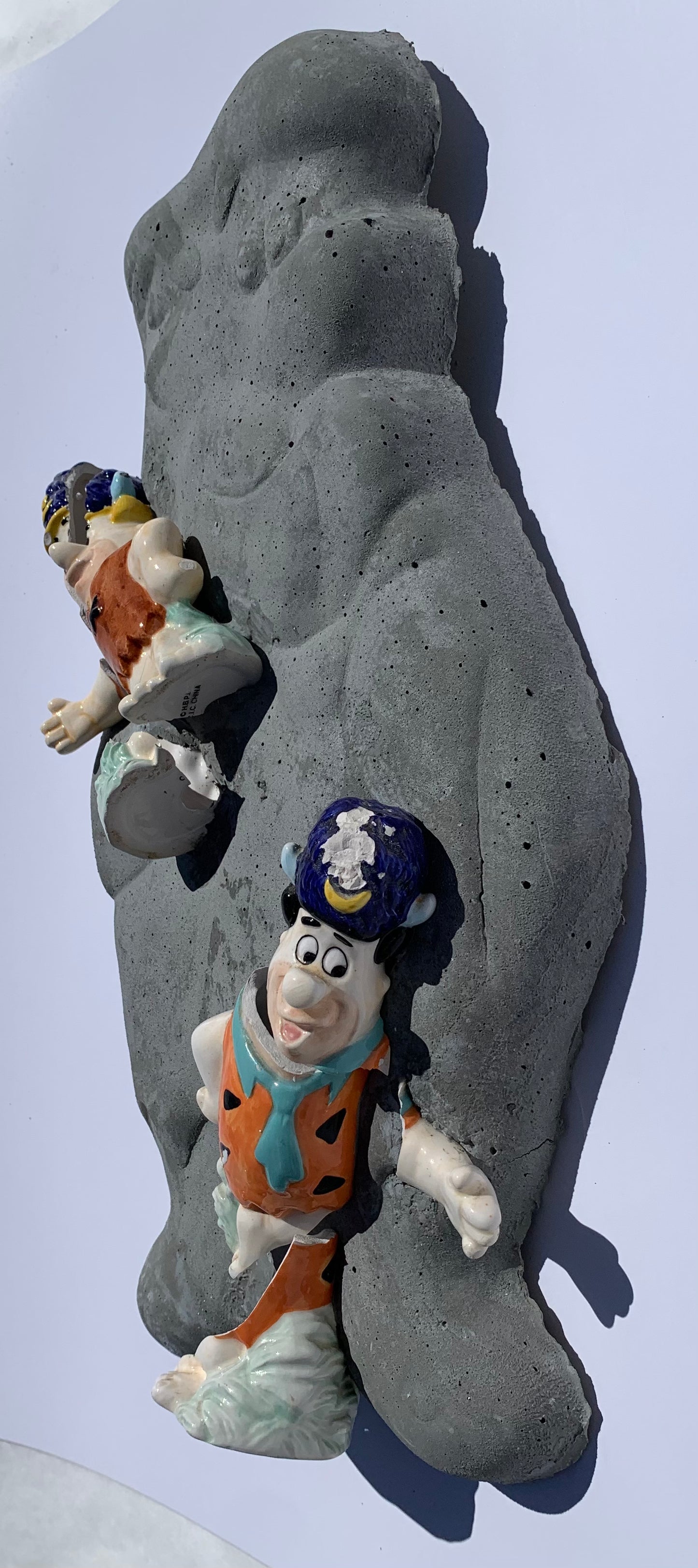 "Water Buffalo Bros" : Barney & Fred on Fred Flintstone Wall Sculpture