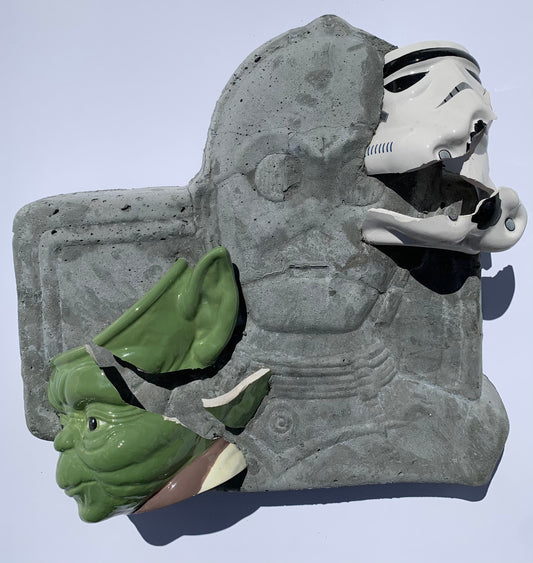 "Clone Wars Confusion": Yoda & Storm Trooper Wall Sculpture